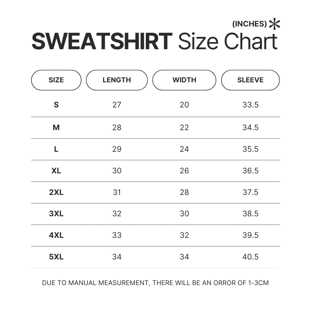 Sweatshirt Size Chart - Pink Panther Merch