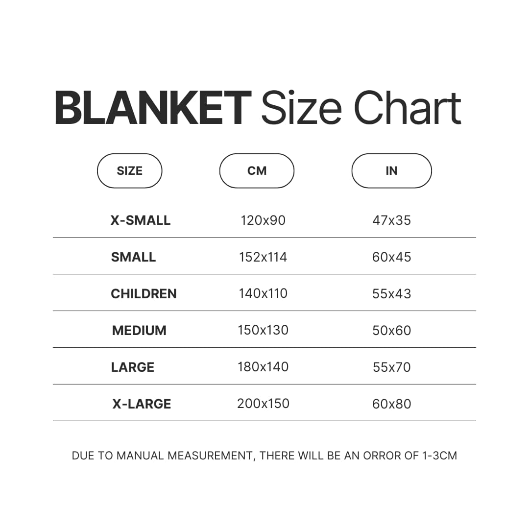 Blanket Size Chart - Pink Panther Merch